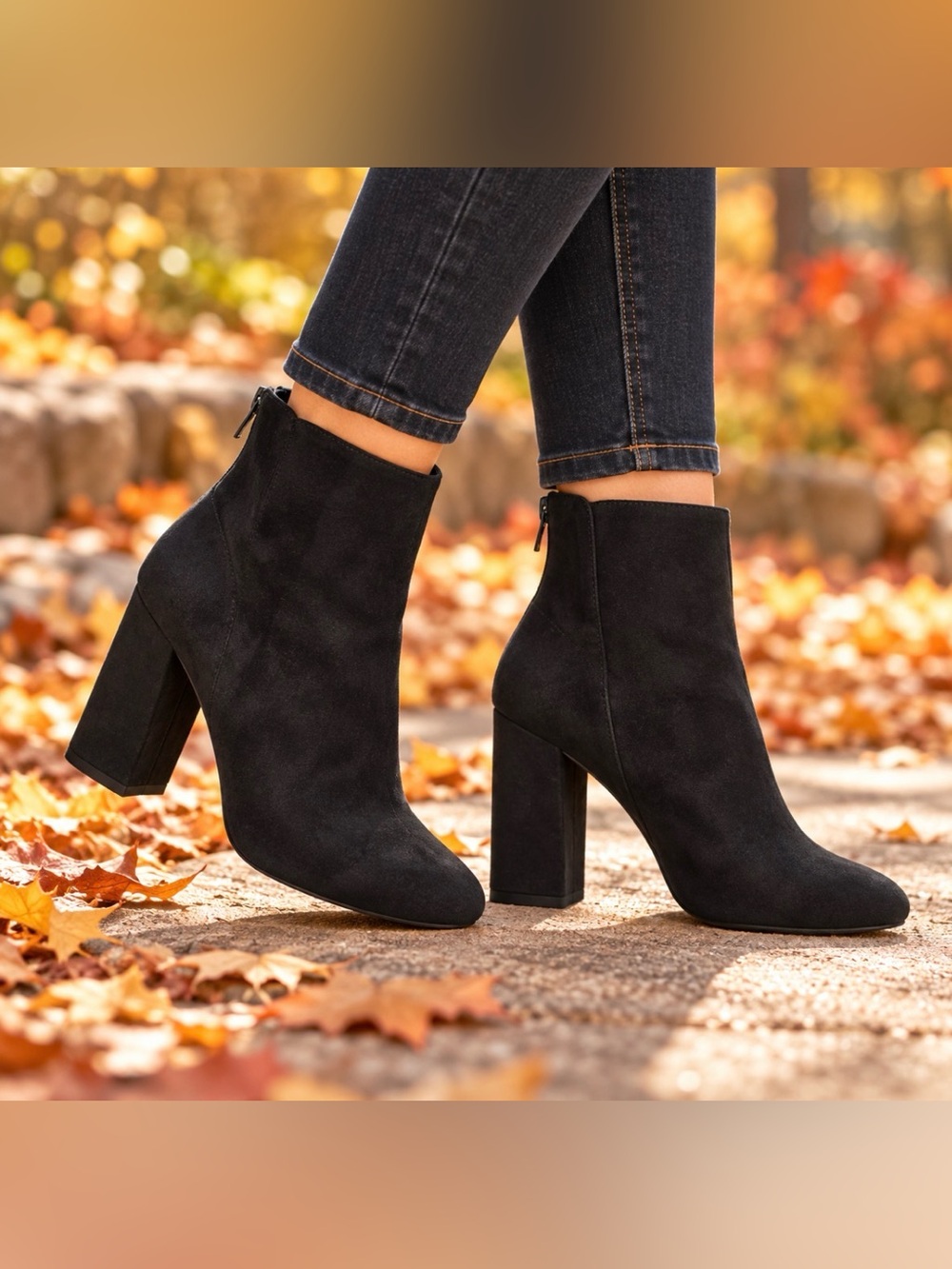 ALDO Black Suede Look 4” Block Heel Ankle Boots Booties Size 9